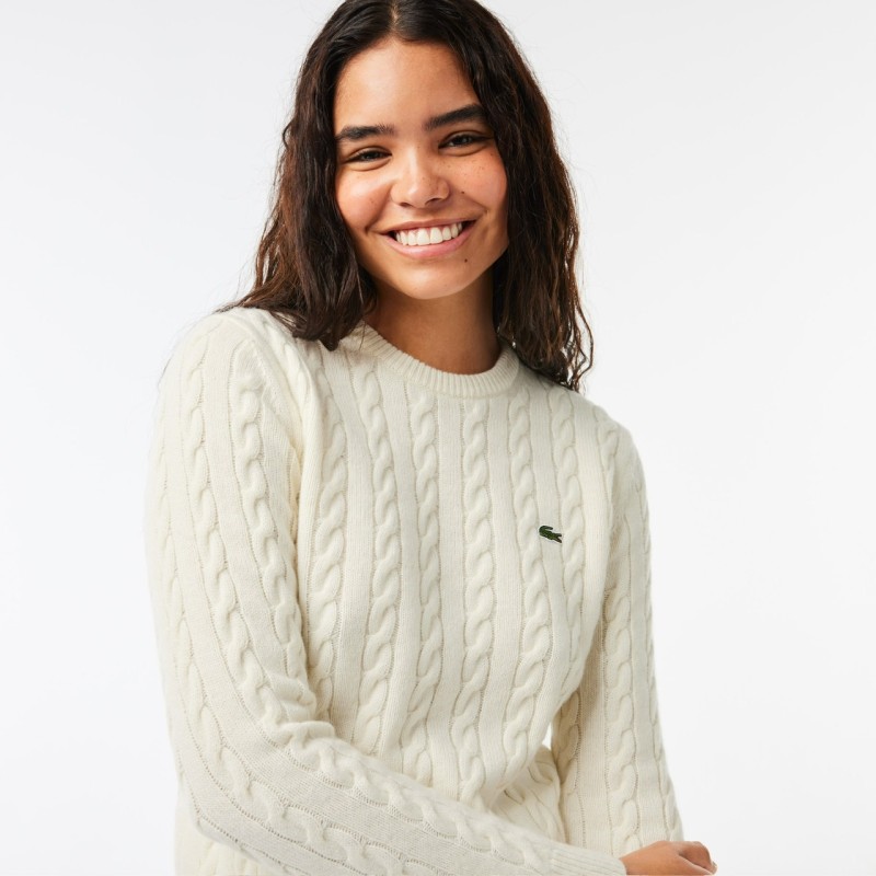 Pullovers Femme Lacoste Femme Pull Sweat Femme Lacoste Blanc
